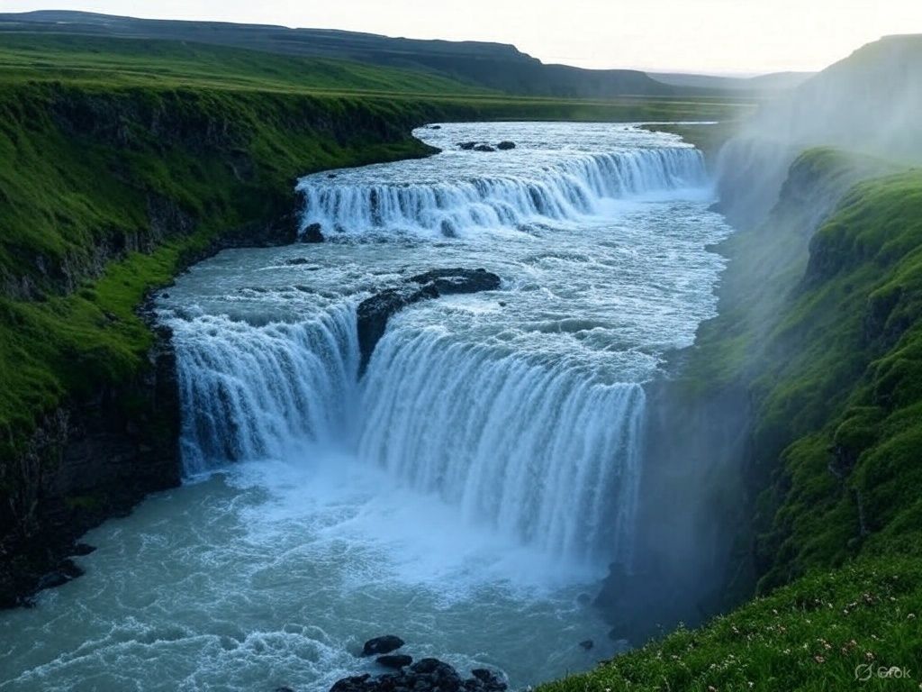 Cascada Gullfoss en la ruta de 7 días por Islandia